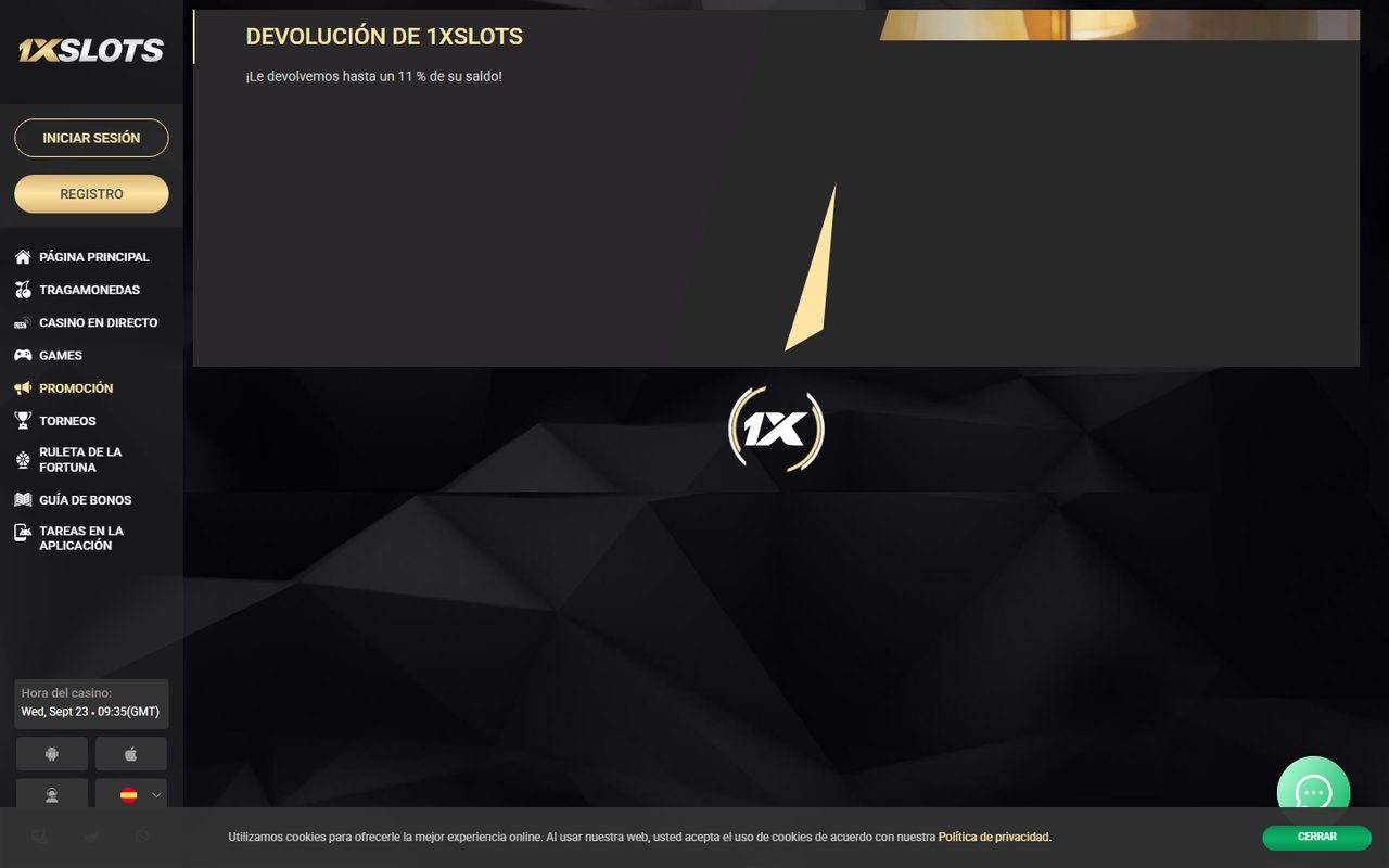 Reglas del cashback de 1xSlots: niveles y porcentajes