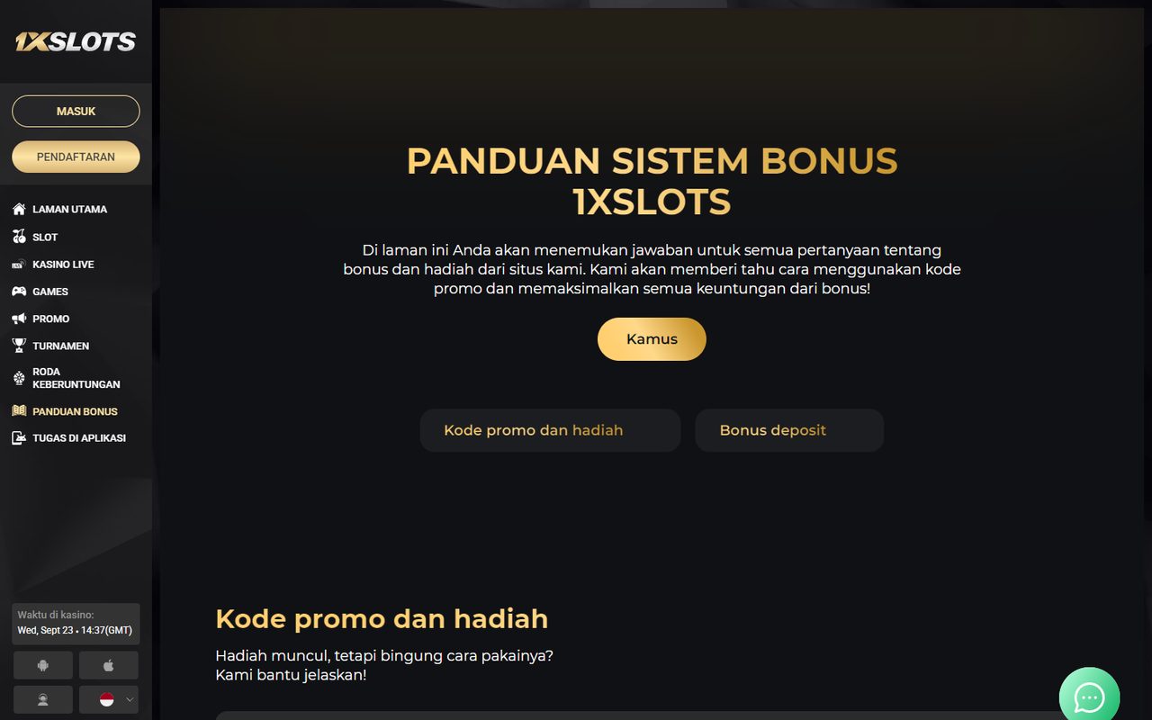 Panduan sistem bonus 1xSlots